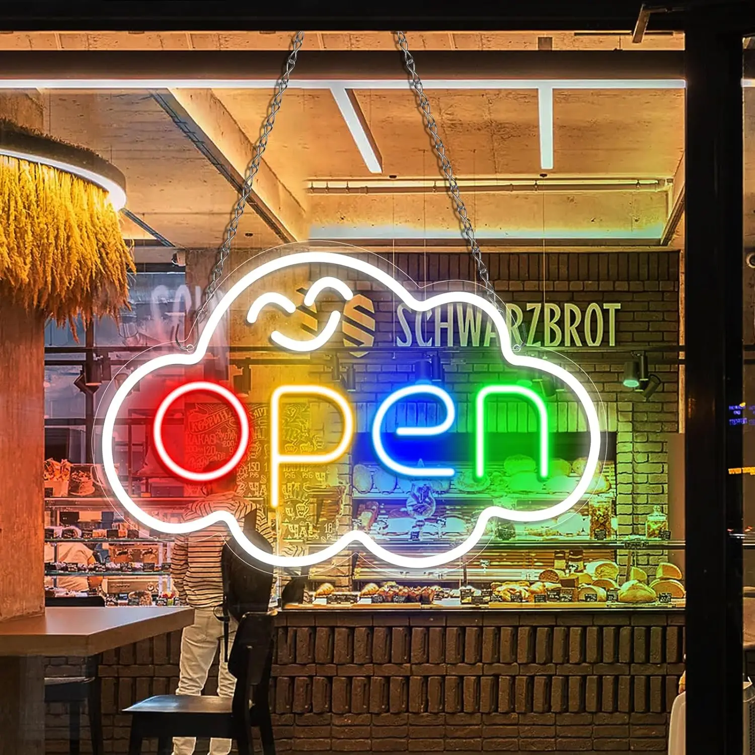 

LED Open Neon Sign for Business USB Bright LED Neon Light Sign Switch Cloud for Stores Restaurants Offices Shops Storefronts Dec