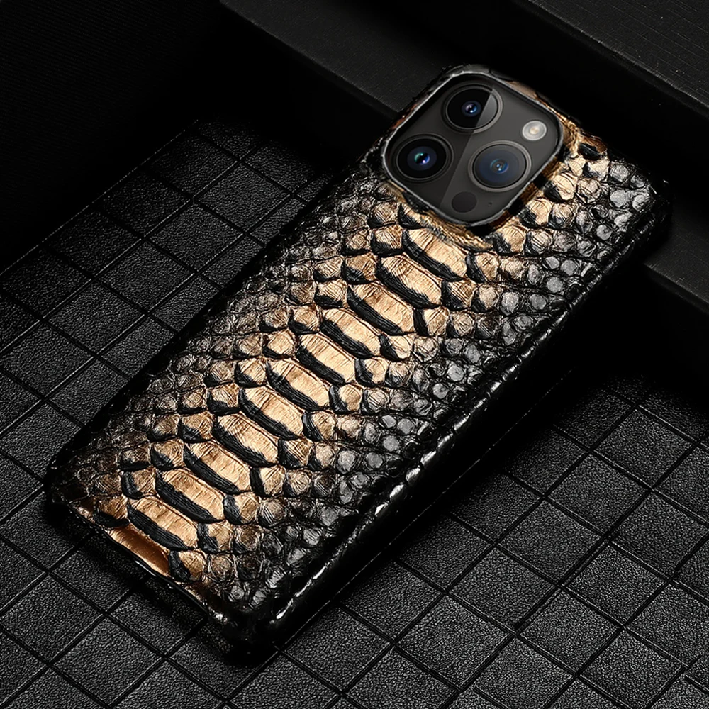 100% Genuine Python Leather Phone Cover Case For iPhone 16 15 11 12 13 14 Pro Max Plus 15Pro 14Pro 16Pro 16Plus Max Luxury