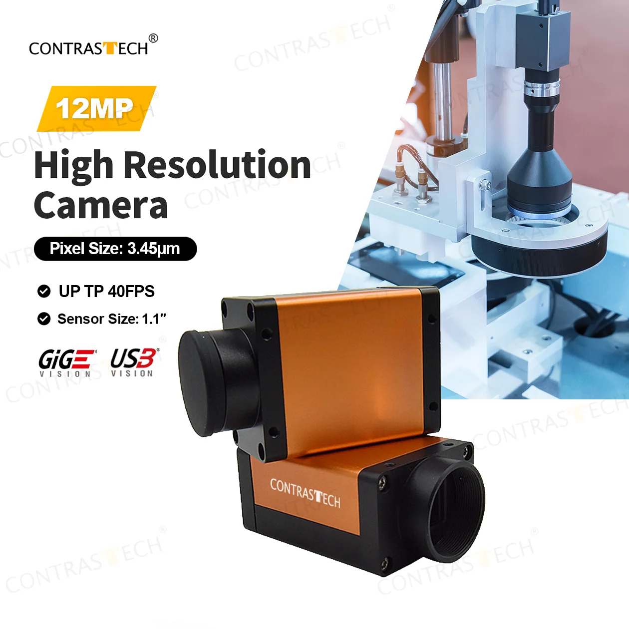

12MP 30FPS SONY IMX226 CMOS Industrial Camera 1/1.7'' USB3.0 GigE High Resolution Rolling Shutter Machine Vision CONTRASTECH