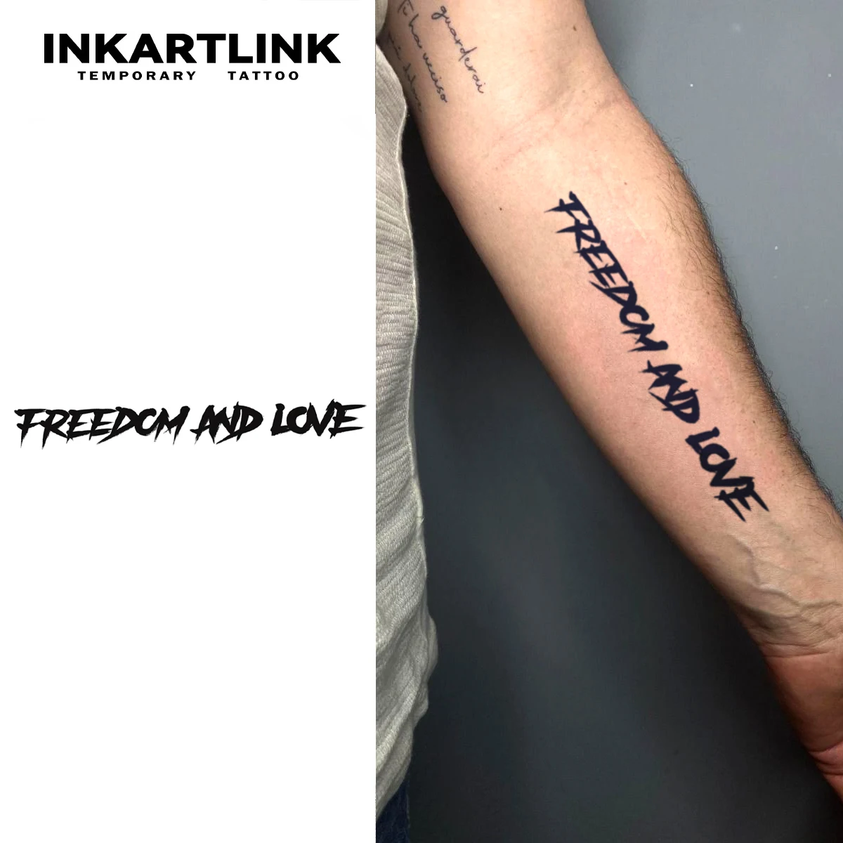 Freedom And Love Temporary Tattoo,Lasts To 15 Days New Technology Magic Waterproof Semi Permanent Sticker