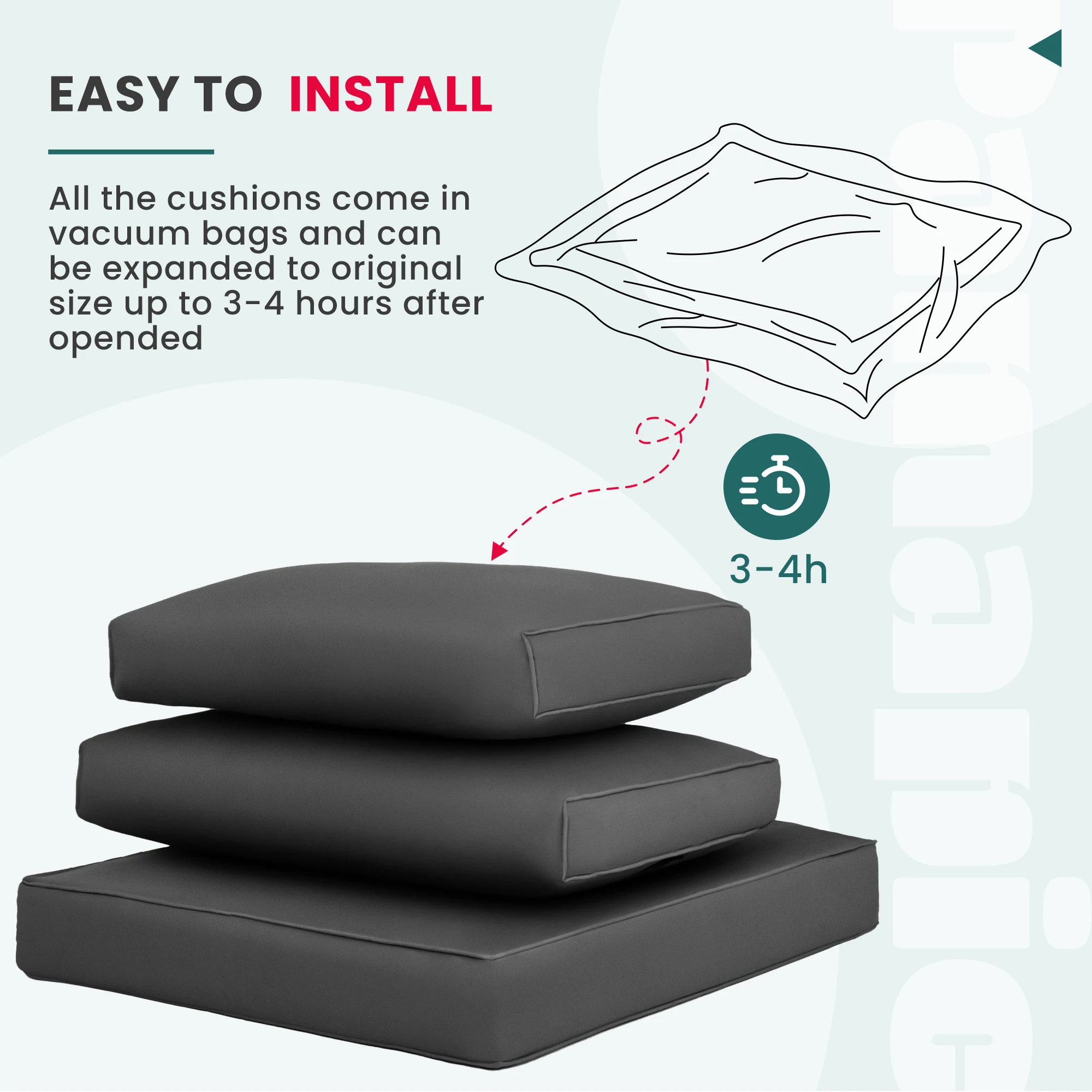 Outdoor Furniture Replacement Cushions,Deep Seat Patio Cushions,Waterproof UV Resistant Patio Furniture Cushions, 14-Piece Patio