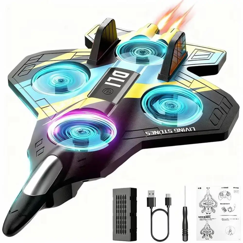 DLI-09 Avião RC Planador Espuma EPP Jato De Combate 360 Acrobático Com Luz Controle Remoto Brinquedo Para Crianças