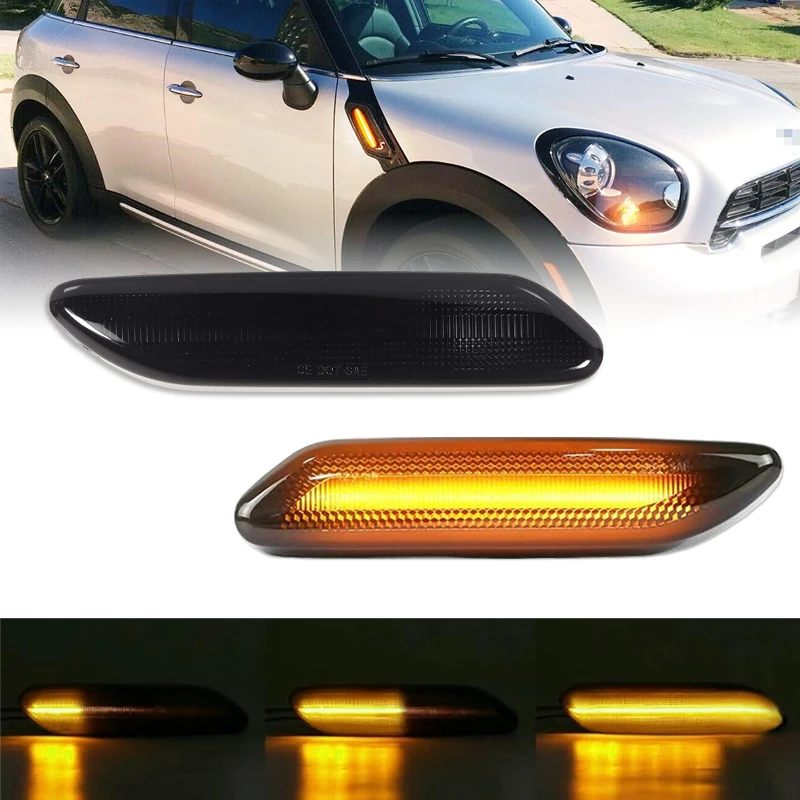 

For BMW MINI COOPER R60 R61 COUNTRYMAN PACEMAN Dynamic scroll flashing LED Side Marker Indicator Lamp Turn Signal Fender Lights