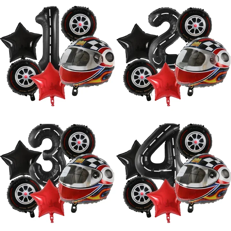 AliExpress UK 6PCS Motor Helmet Balloon Wheel Tire Racing Balloons Birthday Decor Boys Race car Dirt Bike