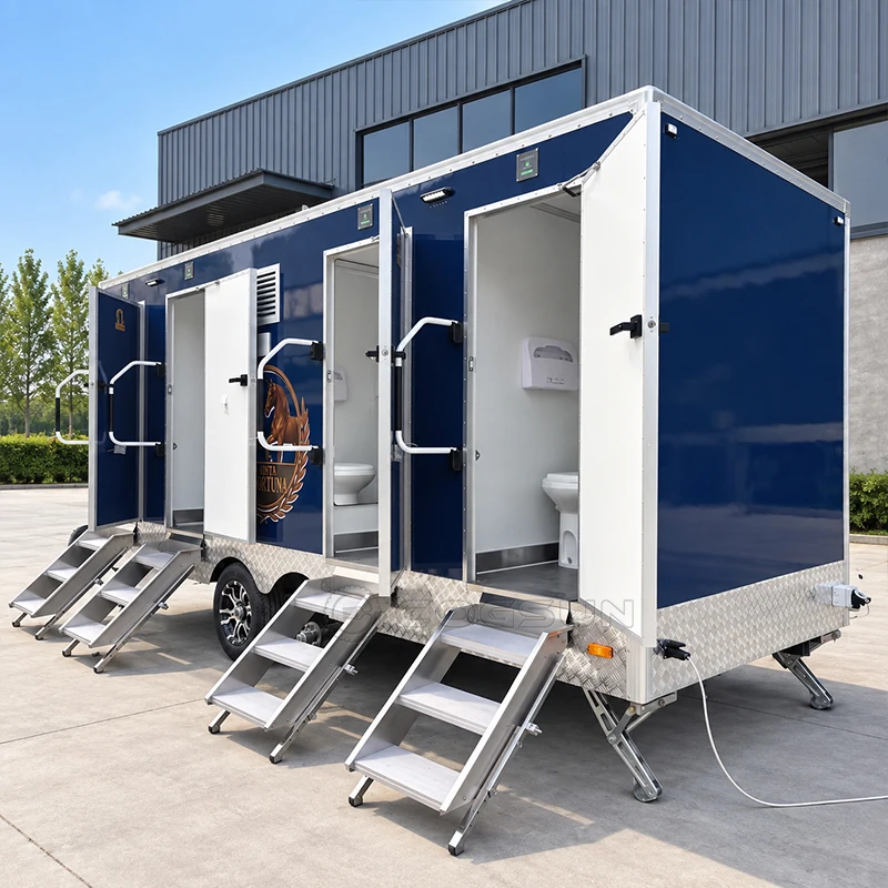 Portable Mobile Restroom Trailer Luxury Bathroom Toilet Trailer with Shower for Weddings Parties Festivals Camping and Events