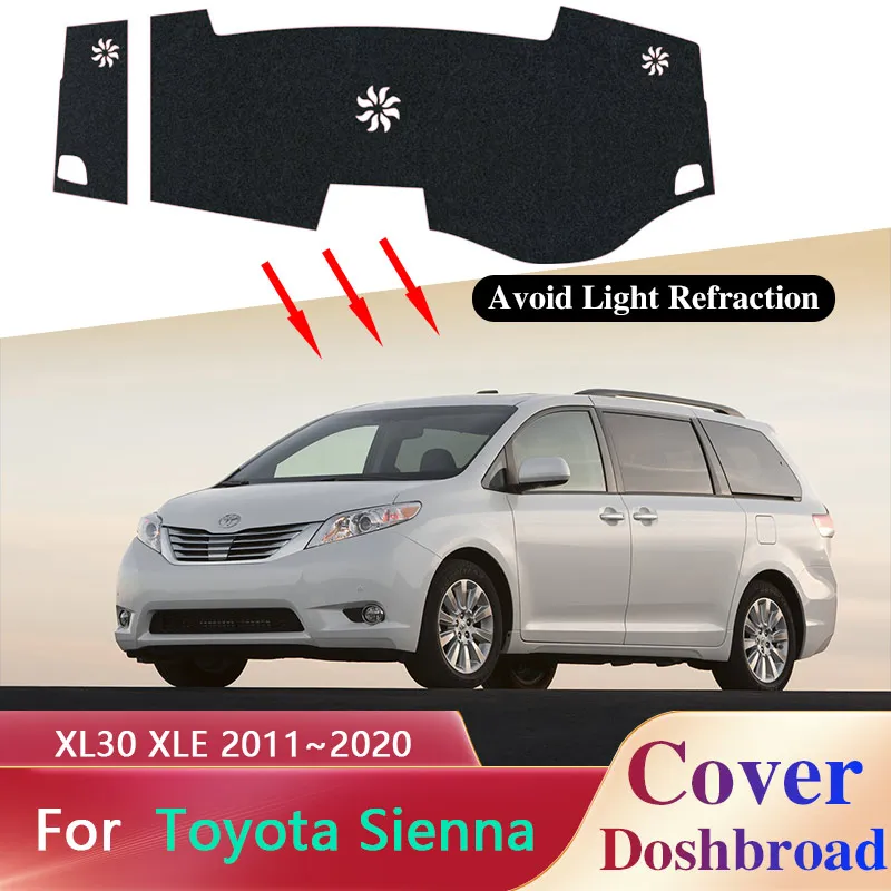 Dashboard Cover Board Mat Carpet Dashmat for Toyota Sienna XL30 XLE 2011~2020 Sunshade Anti-dirty Anti-sun Cushion Car Sticker