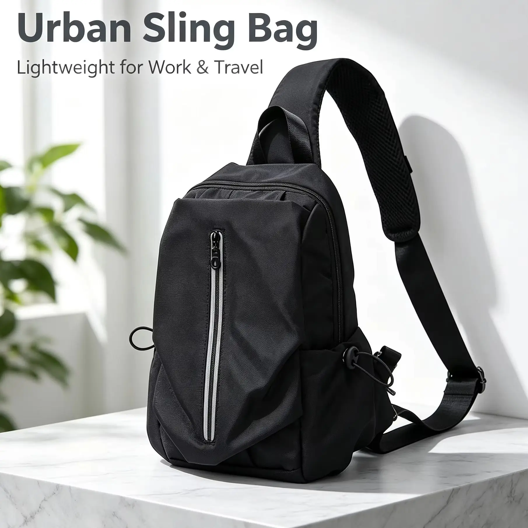 Men's Shoulder Bag, Small Men's Chest Bag, Casual Waterproof Lightweight Chest Messenger Bag with Double Pocket, for Travel Work