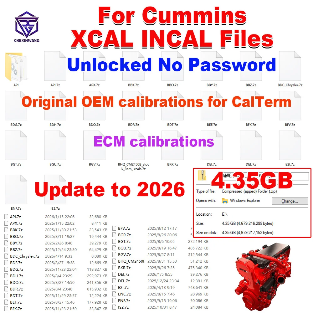 For Cummins XCAL INCAL Files Unlocked Original OEM Calibrations to Use with CalTerm ECM Calibrations For Cummins Update to 2026