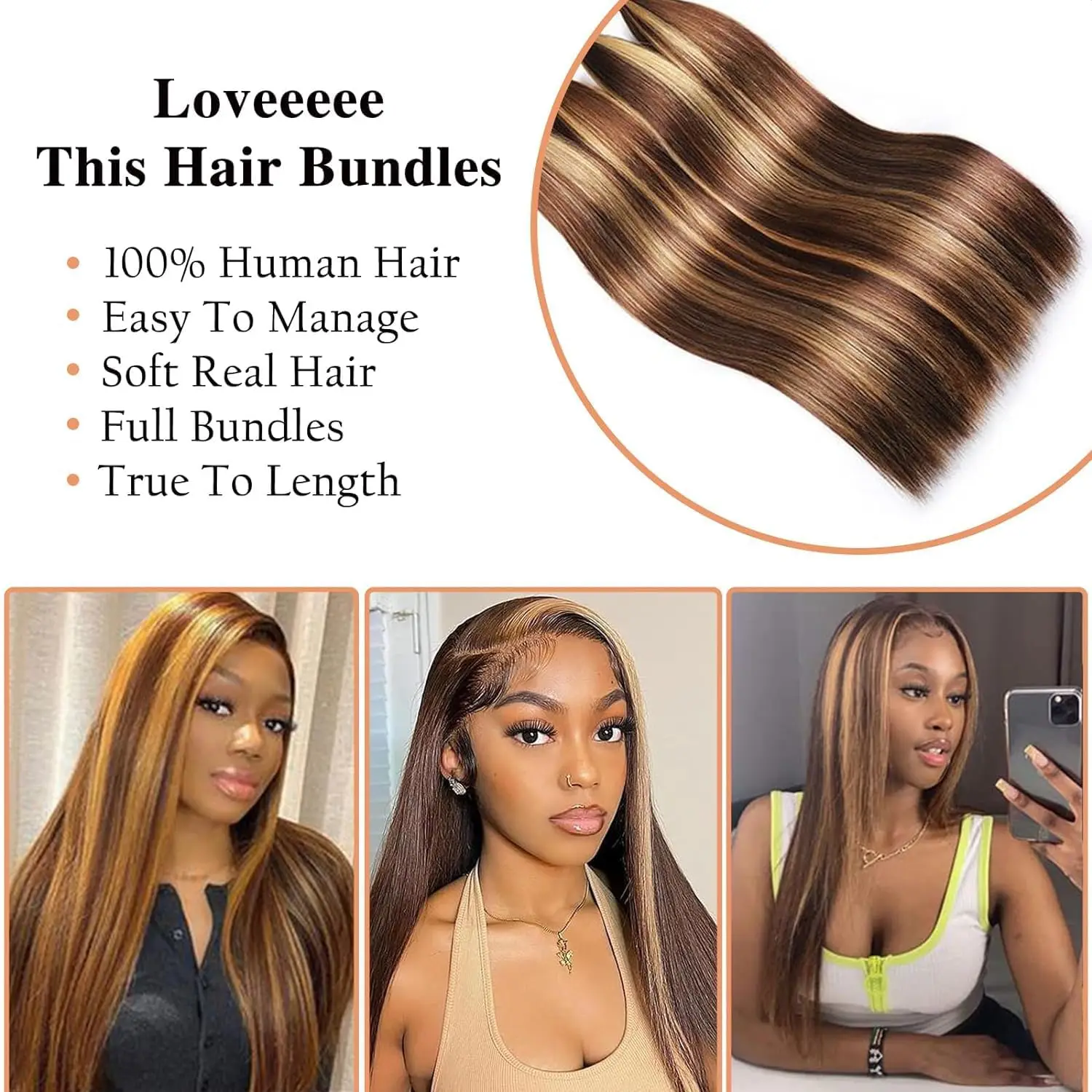 Ombre Human Hair Bundles P4/27 Honey Blonde Highlight Straight Bundle Human Hair Ombre Bundle Chocolate and Honey Blonde Bundles