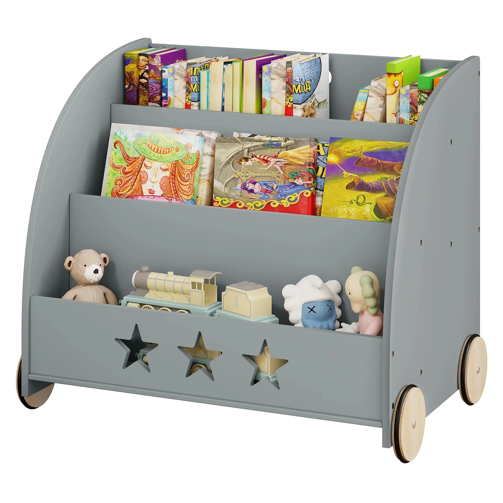 WOLTU Kinderboekenkast Opslag Boekenplank Speelgoedplank 3 Planken Multifunctionele Organizer voor Kinderen Kinderkamer - afbeelding 2