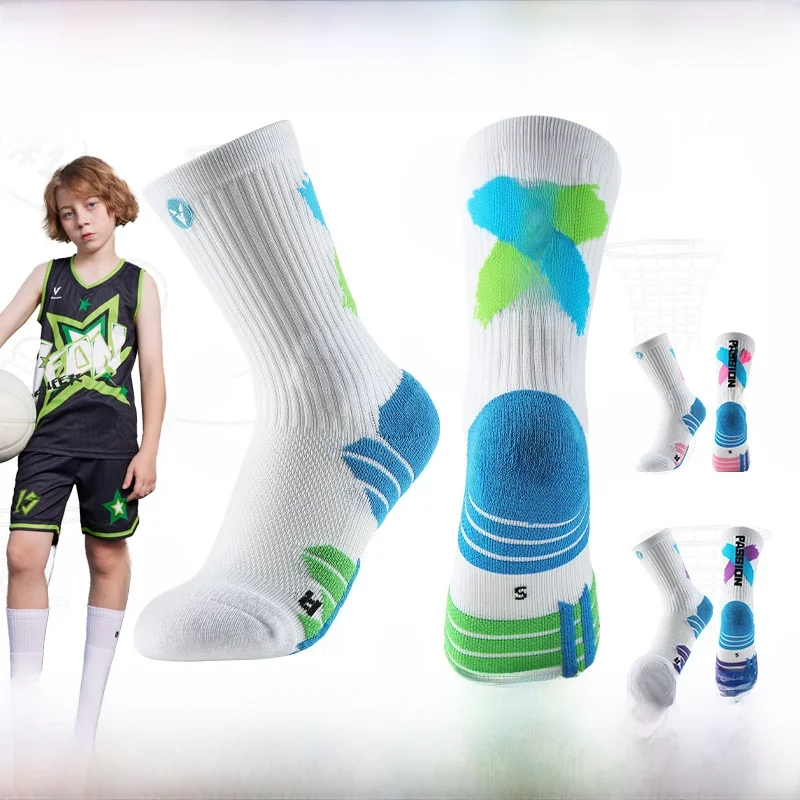 Chaussettes de basket-ball épaisses et respirantes pour enfants, longueur d'équipage, antidérapantes, rembourrées, Support de cheville, pour jeunes garçons de 8 à 12 ans, paquet de 1/2/3