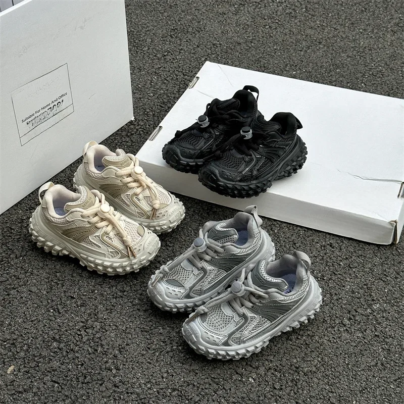 Chaussures de sport décontractées de luxe antidérapantes pour enfants, à semelles épaisses, style pneu, pour l'automne