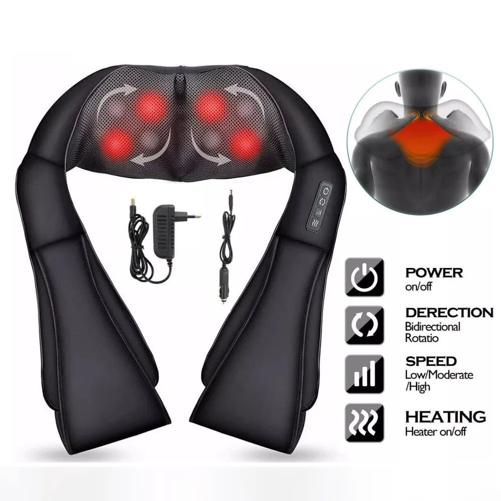 Massage des épaules avec fonction de chaleur, appareil de Massage Shiatsu, Massage du cou profond 3D