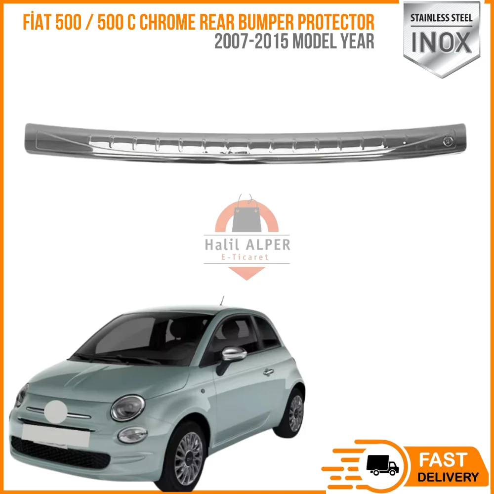 

For Fiat 500 / 500 C 2007-2015 Chrome Rear Bumper Protector Scratch Guard Stainless Steel