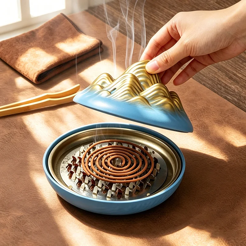 Plastic Backflow Incense Burner Chinese Landscape Mountain Water Zen Home Decor