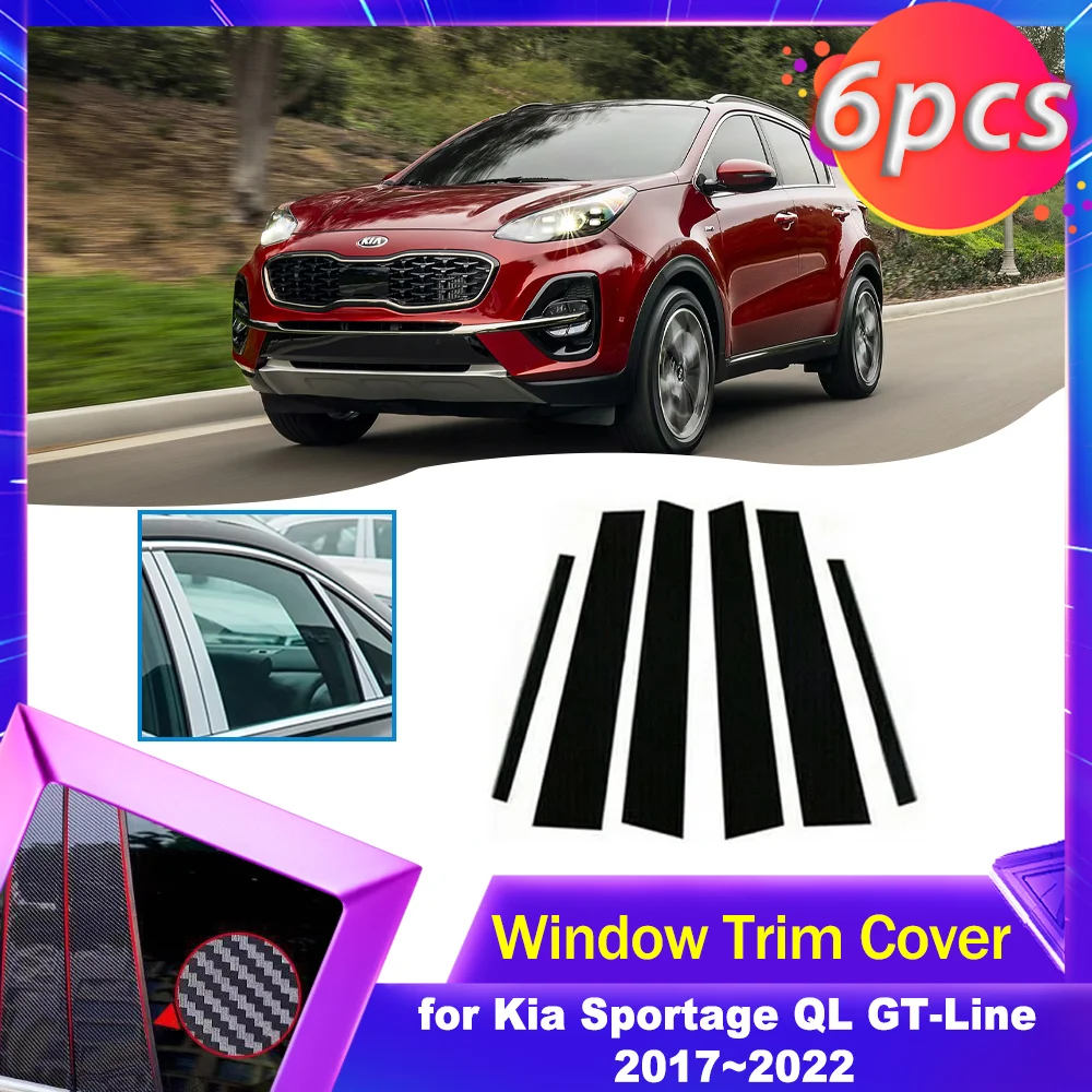 

Накладка на окно двери автомобиля для Kia Sportage QL GT-Line 2017 ~ 2022 черная наклейка из углеродного волокна серебряная наклейка на стойки аксессуары