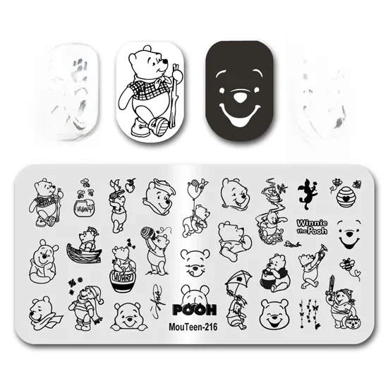Tampon à ongles MouTeen-216 Disney Winnie l'ourson plaques d'estampage à ongles ensemble de manucure pour tampon d'art des ongles