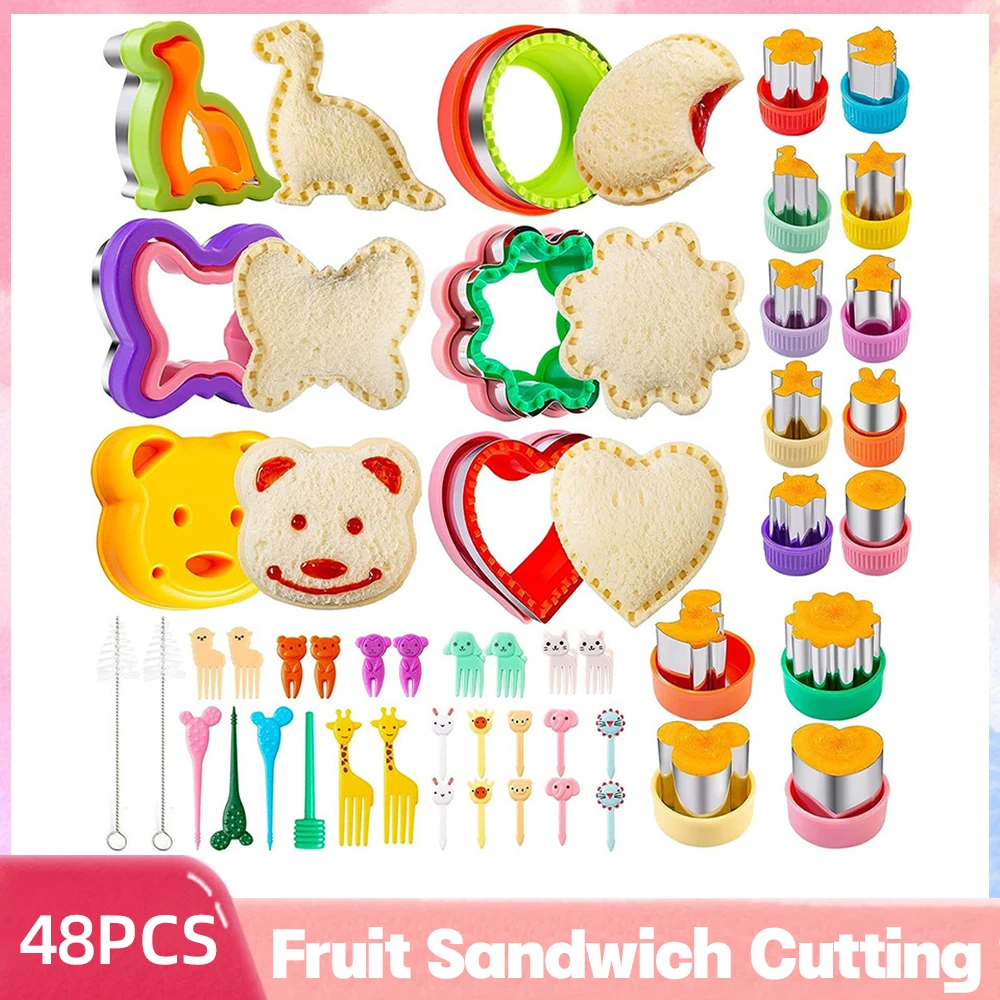 30/48PCS Sandwich Cutters Set for Children Food Cookie Bread Mold Maker Fruit Vegetable Shapes Cutting Mould Kids Baking Tools