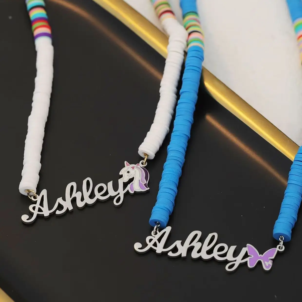 

Personalized Name Necklaces Customize Unicorn-Name Pendant Stainless steel Friendship Enamel Jewelry Kids Girl Gift For Child