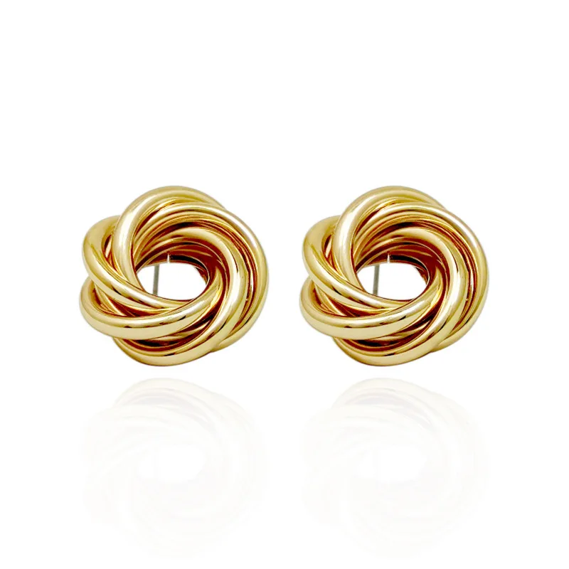 Fashion Stainless Steel Gold Color Twist Interweave Hoop Earrings Weave Chic Circle Round Small Ear Ring Huggies Modern Jewelry