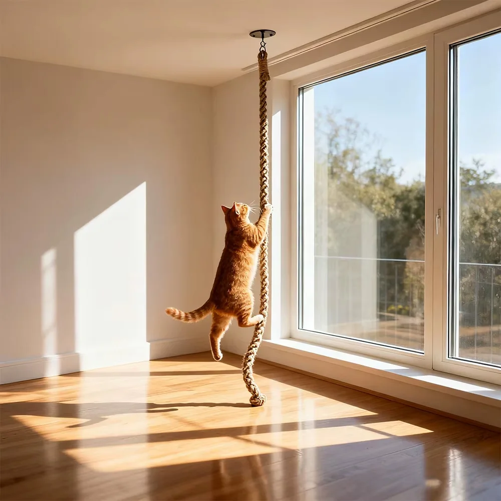 Sisal Cat Climbing Rope Wall/Ceiling Mounted Cat Furniture for Indoor Cats’ Climbing Training Scratching & Active Playing