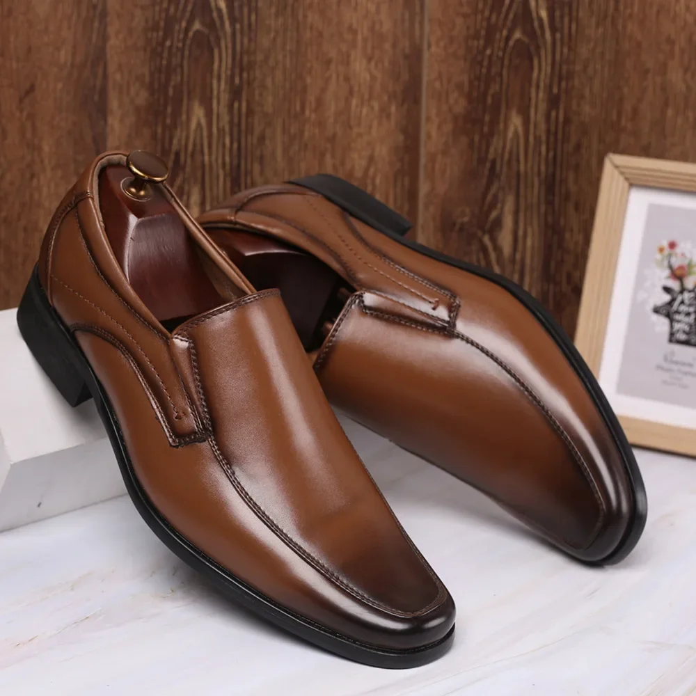 Biznesowe skórzane buty dla mężczyzn Klasyczne buty do sukienki Moda męska Eleganckie formalne buty ślubne Mężczyźni Biurowe buty Oxford dla mężczyzn — zdjęcie 2