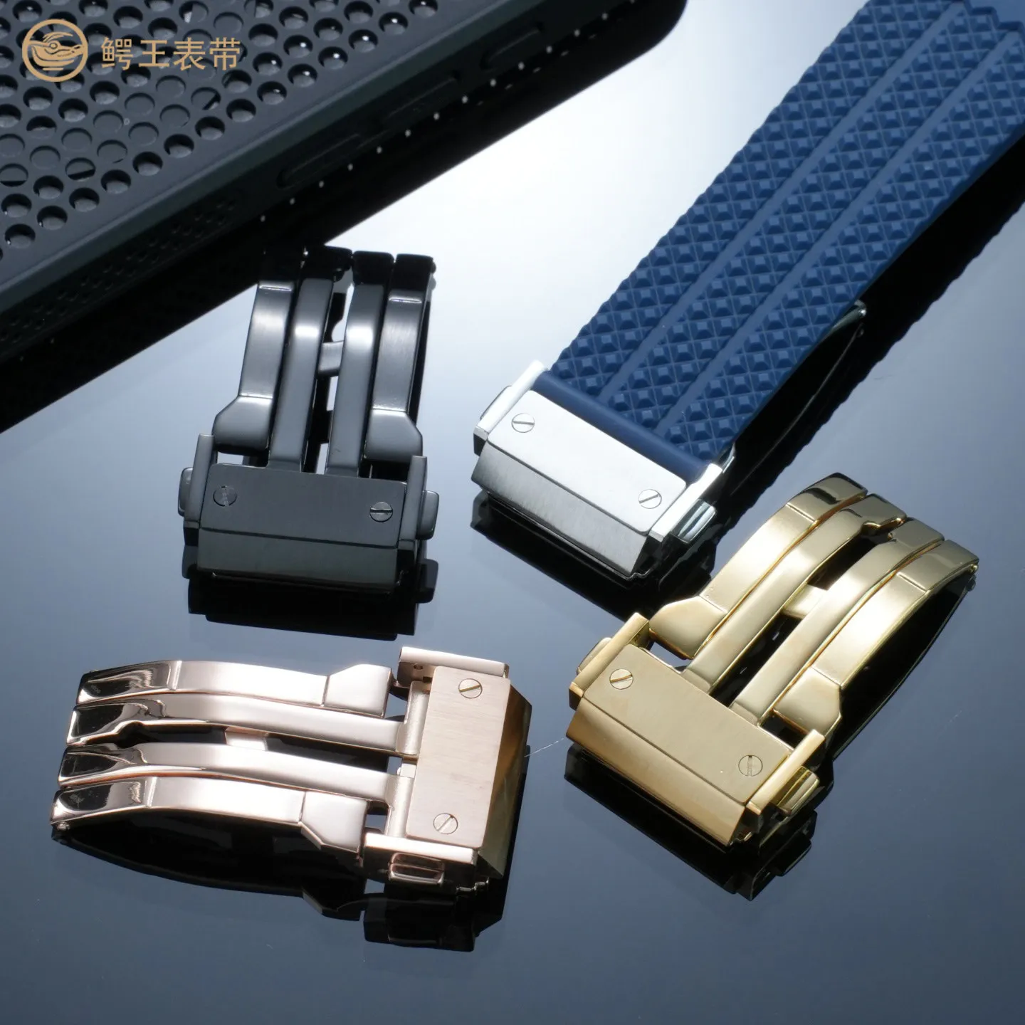 High-Gloss Metal Waterproof Buckle for Hublot Watch Straps – 18/22mm Double-Push Stainless Steel Folding Clasp