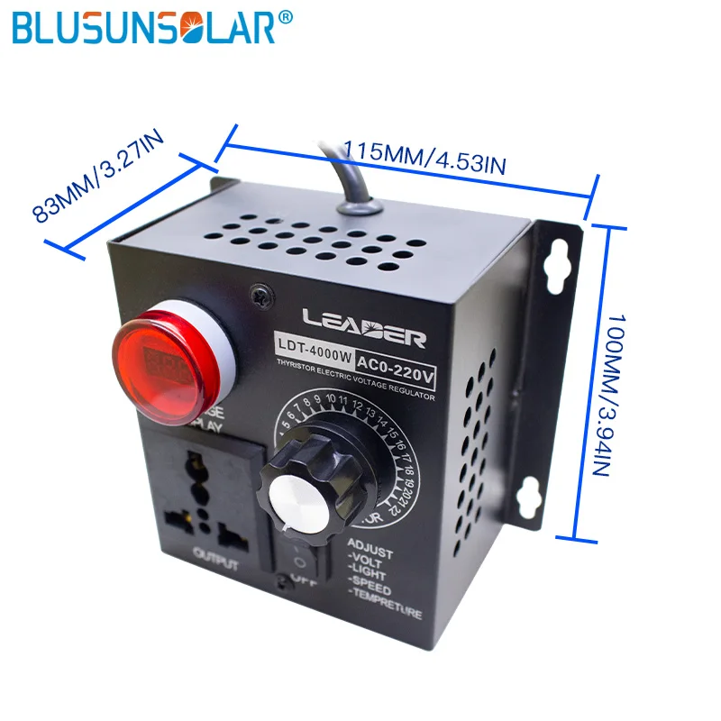 Velocidade portátil temperatura luz tensão ajustável dimmer ac 220v 4000w controlador de tensão variável compacto ajustar regulador