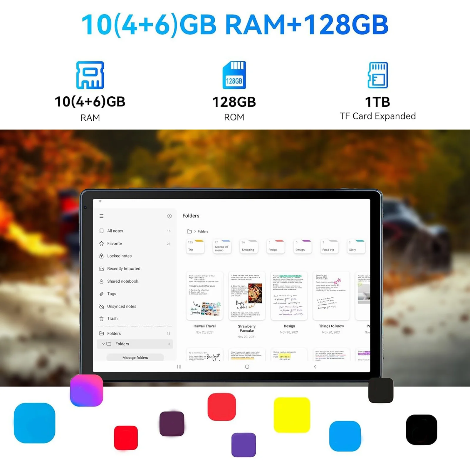 C107 10.1 Inch Android 14 Tablet 10GB RAM 128GB ROM 1TB Expand Octa-Core Processor HD IPS Display A523 CPU 5000mAh Battery