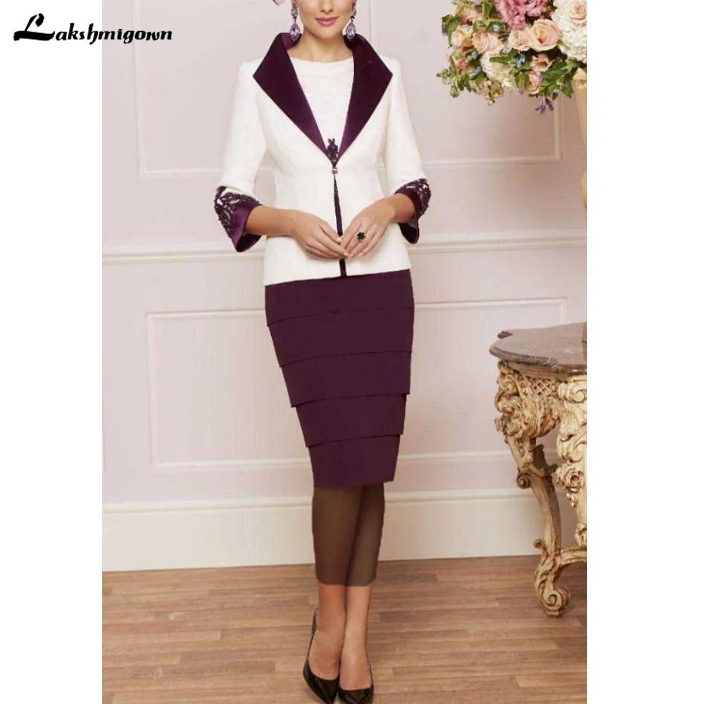 Satin Simple Sheath Mother of the Bride Dress With Jacket Elegant Knee-Length Half Sleeve Women's Evening Dress