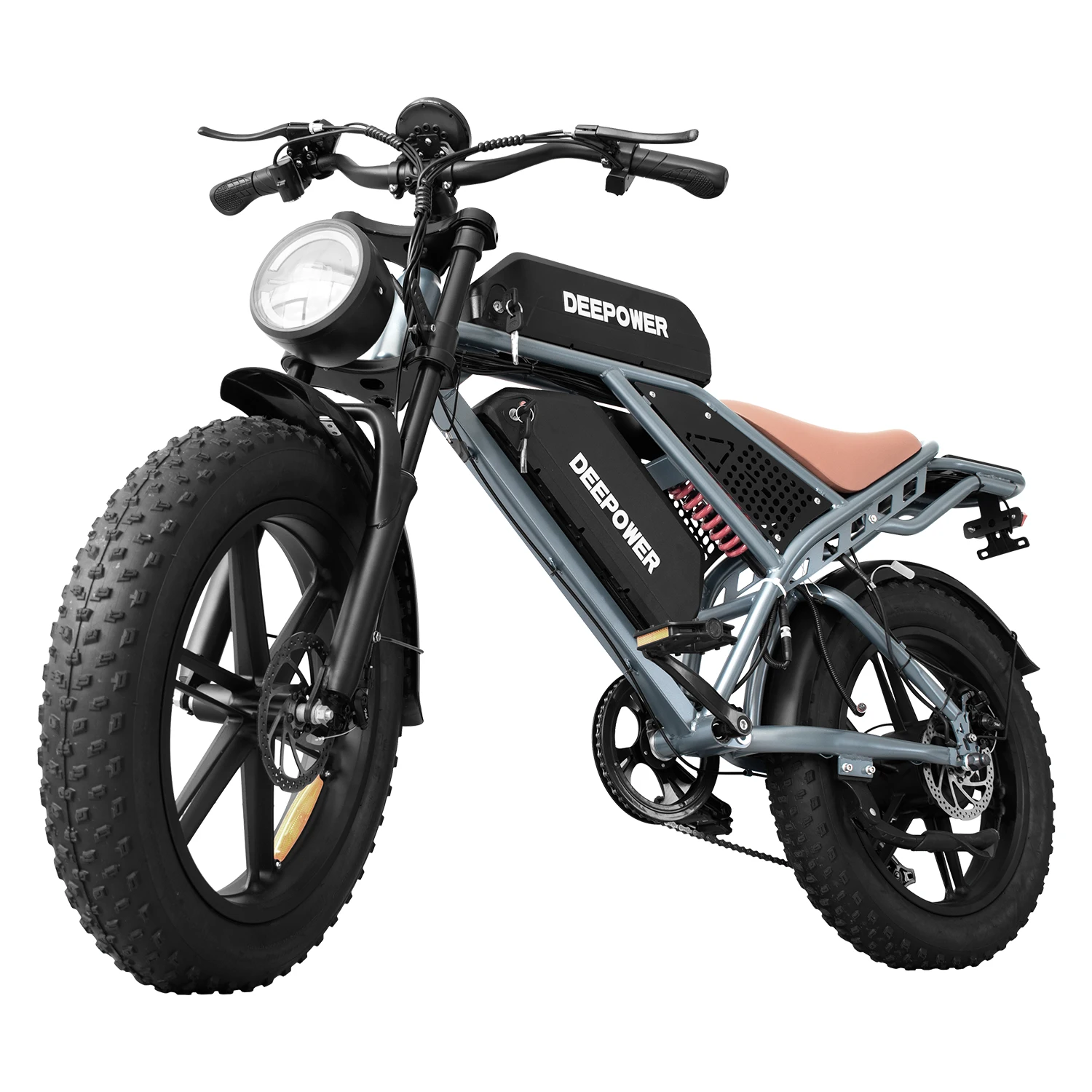 DEEPOWER QS7 Peak 1500W elektrische fiets 48V 60AH dubbele batterij elektrische fiets 20 inch 4.0 dikke band sneeuw e-bike, dubbele schokdemping