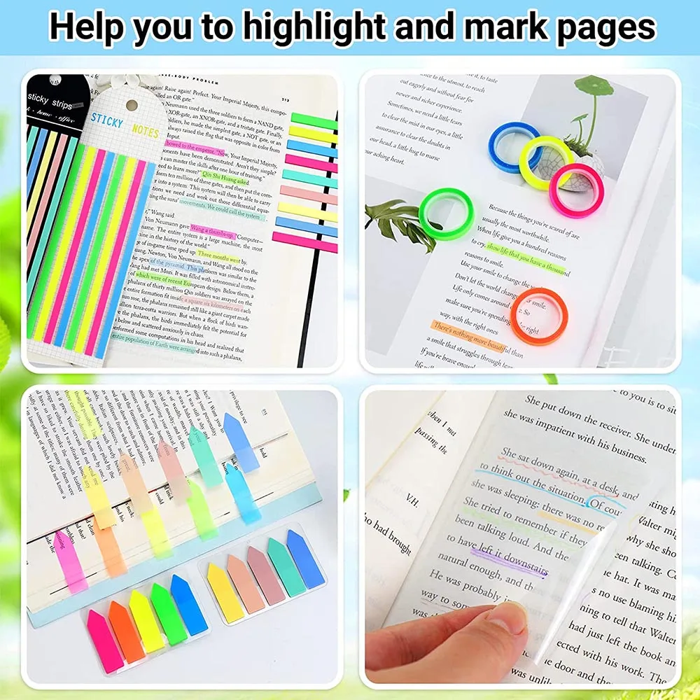 460 Sheets Transperent Sticky Notes Self-adhesive See Through Memo Pad Index Bookmarks Sticky Notes School Stationery Supplies