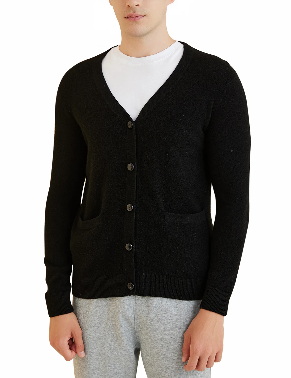 Longming Cardigans Herren Strickjacke mit V-Ausschnitt 100% Merinowolle 2023 Herbst Winter warm weich gestrickt Langarm pullover Jacken