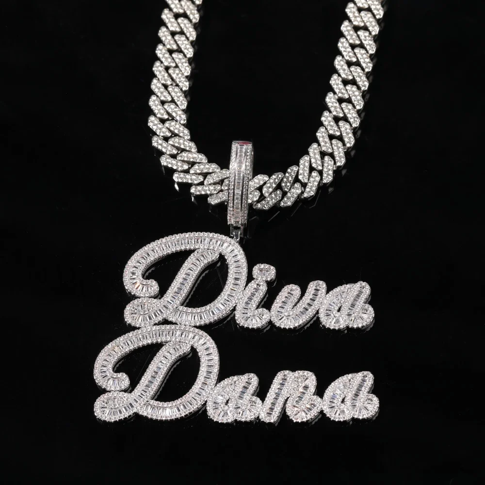 Custom Alphabets 26 A-Z Letter Necklace Customized Iced Out Two Rows Word Pendant Fashion Hip Hop Jewelry Gifts For Women Men