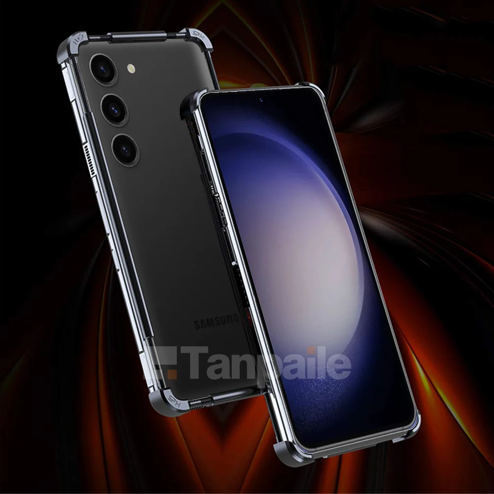 Tanpaile Luxury Stainless Aluminum Metal Bumper Border Case for Samsung S23 Ultra Plus S22 Note20 Note10 Shockproof Lock Cover