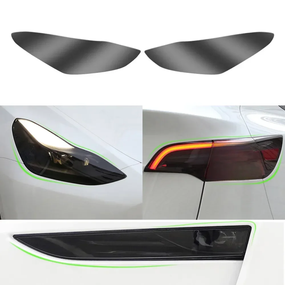 Pour Tesla modèle 3 Y S X TPU phare noirci feu arrière antibrouillard Film de protection phare feu arrière Films à couleur changeante