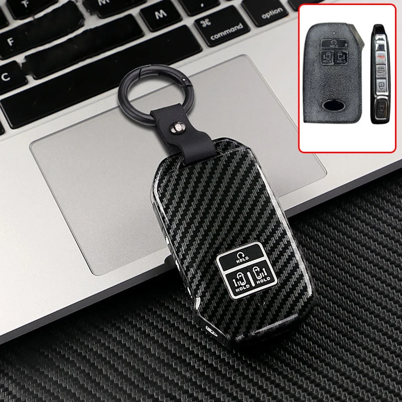 Abs carbon 7 knöpfe shell fob halter schlüssel bund für kia k5 k3 k4 sportage karneval sedona autos chl üssel etui abdeckung zubehör
