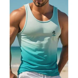 Hawaii Beach Beach Resort Casual Crew-neck Men's Tank Top Street Fashion Harajuku Fresh Coconut Print Men's Casual Tank Top