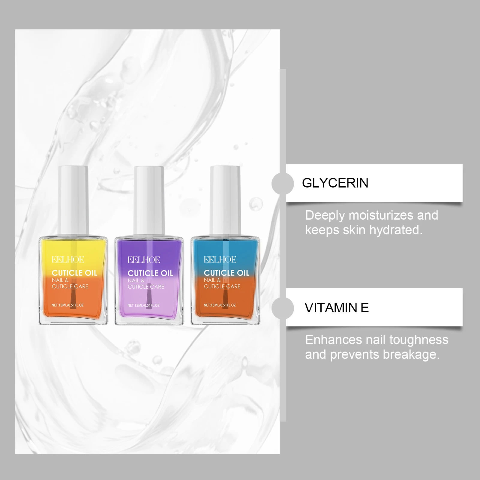 Eelhoe Double Layer Nail Cuticle Oil Nail Cuticle Repair Moisturizing Strengthen Nail Structure Softening Nail Surface Care Oil