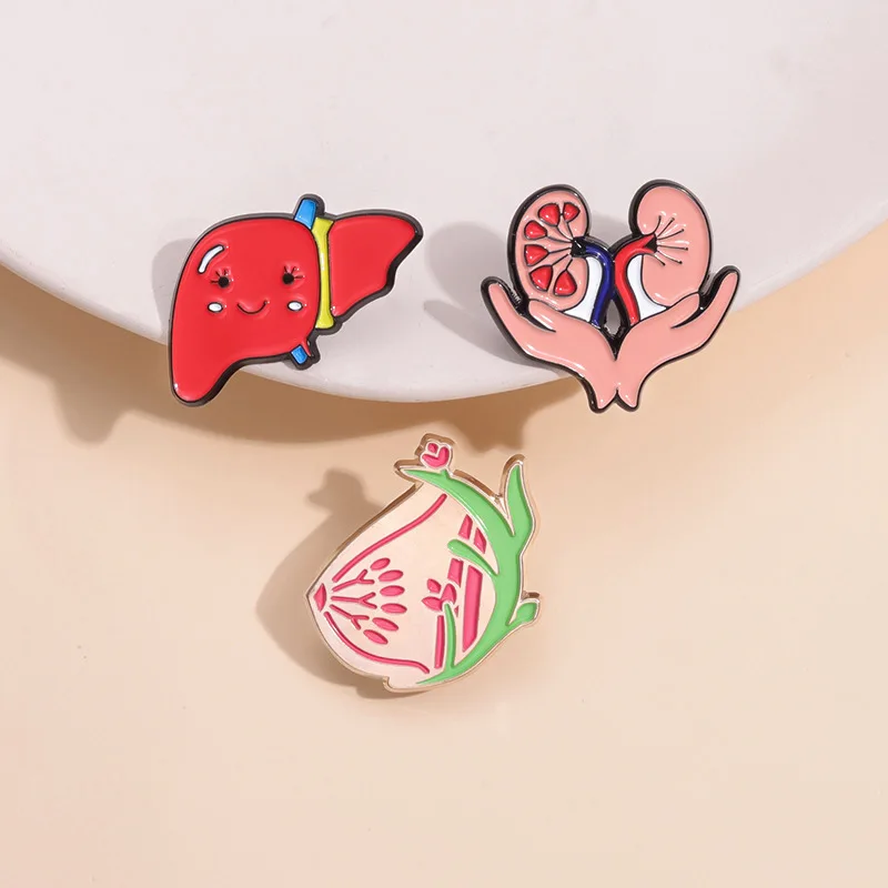 Creative Cartoon Medical Organ Series Enamel Brooch Kidney Lung Breast Lapel Pin Badge Backpack Clothing Hat Accessories