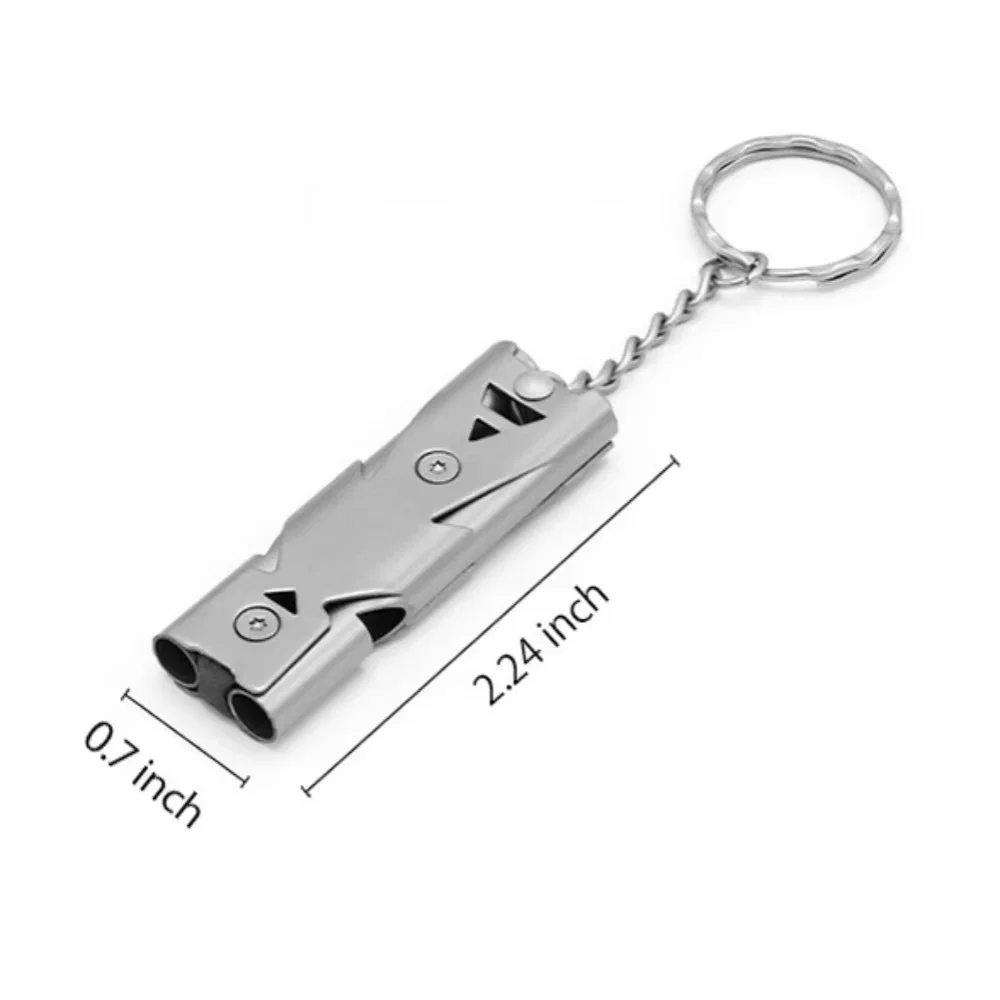 1 قطعة أنبوب مزدوج صافرة قلادة المفاتيح عالية ديسيبل المحمولة في الهواء الطلق بقاء أداة تخييم الطوارئ متعددة الوظائف صافرة