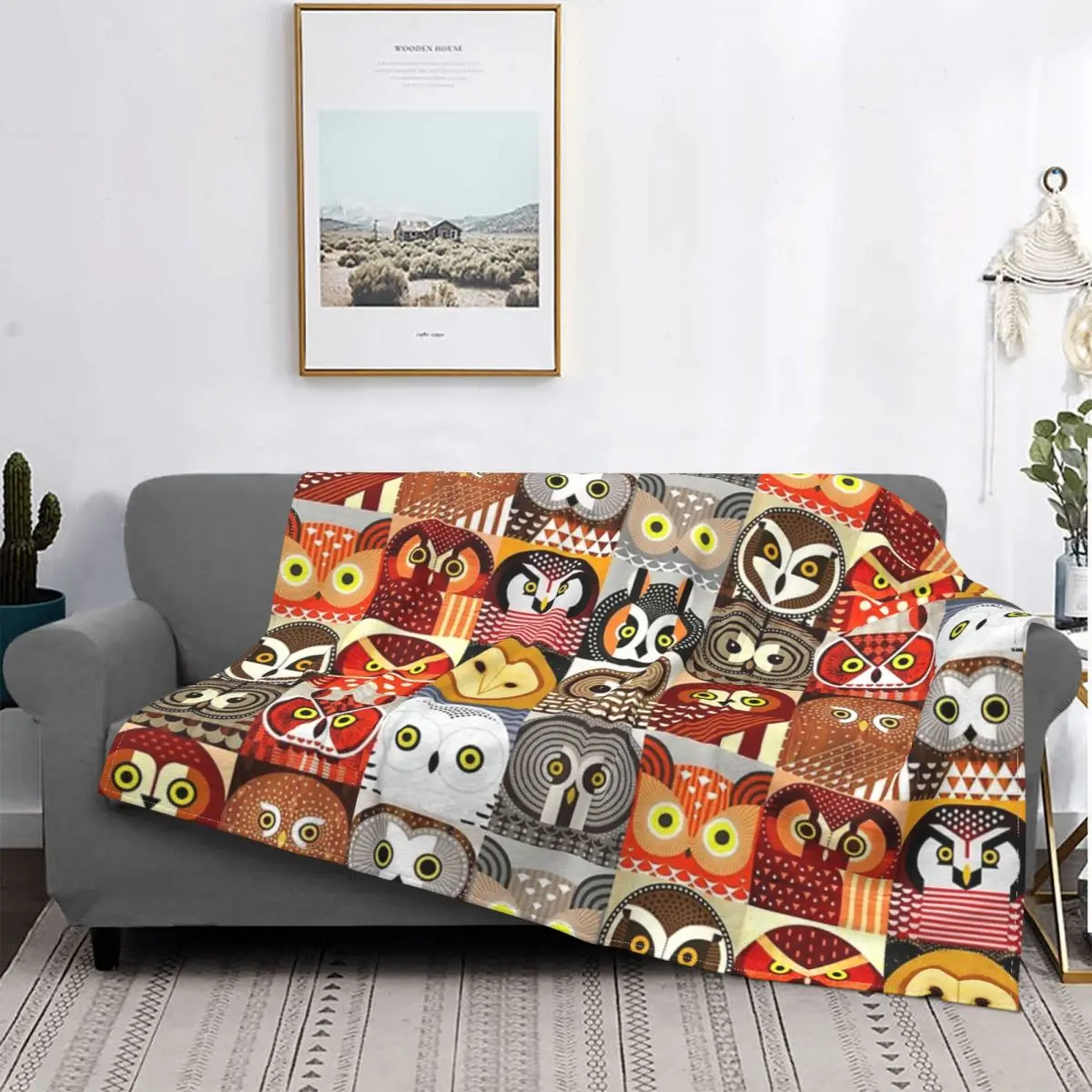 

North American Owls Throws Blanket Birds Soft Warm Coral Fleece Flannel Blankets For Sofa Cover Bedspread Plaid Blanket