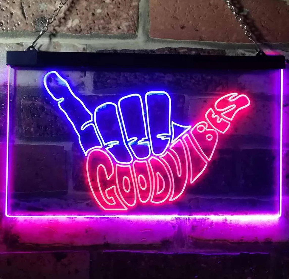 

Custom Dual Color LED Neon Sign Good Vibes Only Hand Party Decor Good Vibes Good Vibes Hand Rock in Roll Neon Light Wall Decor