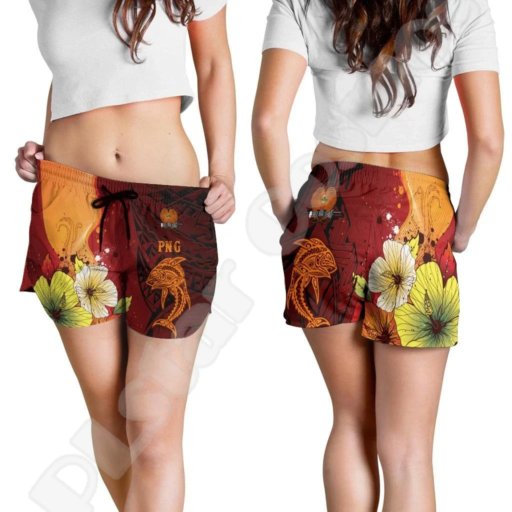 

Islands Country Flag Papua New Guinea Culture Tattoo Vintage 3DPrint Casual Summer Harajuku Hot Pants Women Shorts Fitness XA4