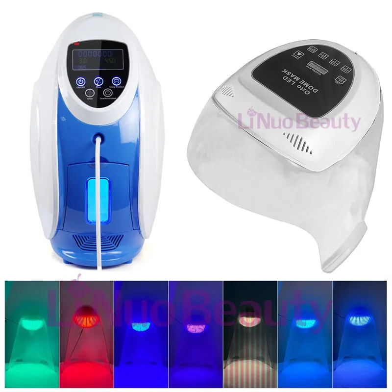 Korea o2toderm 7colors pdt led dome facial Oxygen spray Gun Facial Machine Skin Rejuvenation Oxygen Therapy Mask Dome