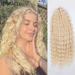 MIRACLE 24 ''capelli ricci sintetici Twist Crochet treccia estensioni dei capelli onda d'acqua intrecciare i capelli Ombre biondo rosa blu capelli finti