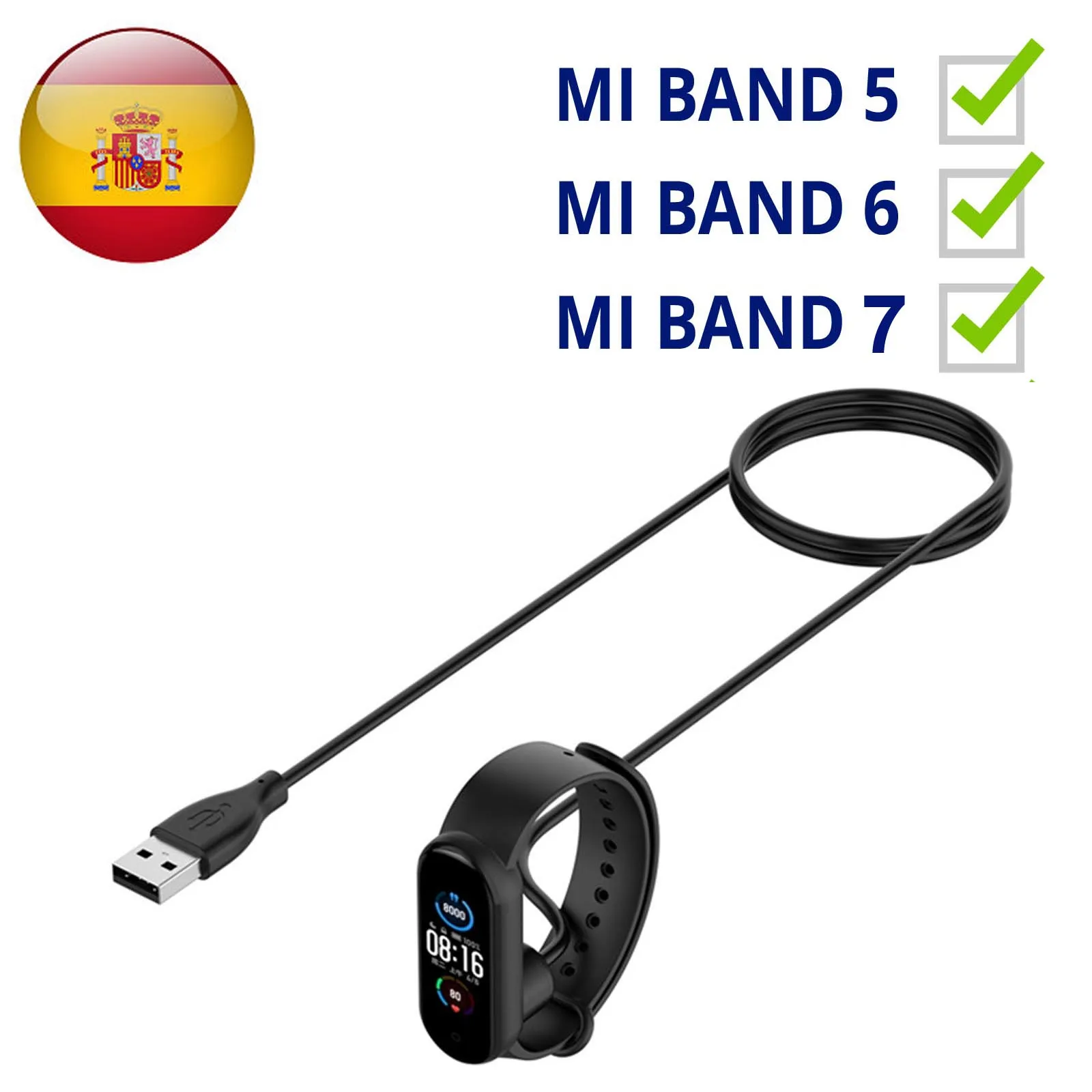 Kabel ładowarki do Xiaomi Mi Band 5 lub 6 lub 7 magnetyczny Usb 40cm kompatybilny z Xiaomi Mi Band 5 6 7 czarny magnes Imantado przenośny wymienny