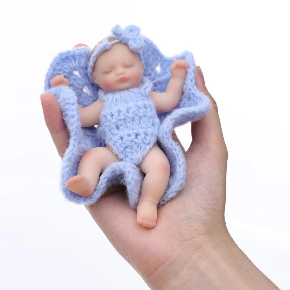 Cloveray 5 Zoll Solide Weiche Silikon Realistische Reborn-Babypuppe Super Niedliche Lebensechte Silikonpuppe Handgefertigtes Kunstwerk Kinder-Weihnachtsgeschenk