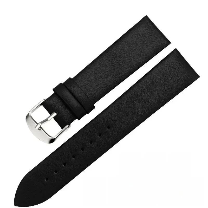 Kalbsleder-Uhrenarmband, 12 mm, 14 mm, 16 mm, 18 mm, 20 mm, 22 mm, echtes Leder-Uhrenarmband mit silberner Dornschließe