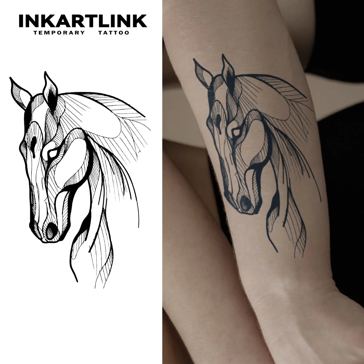 

Horse temporary tattoo sticker, waterproof magic tattoo, lasts to 15 days fake tattoo, semi permanent tattoo